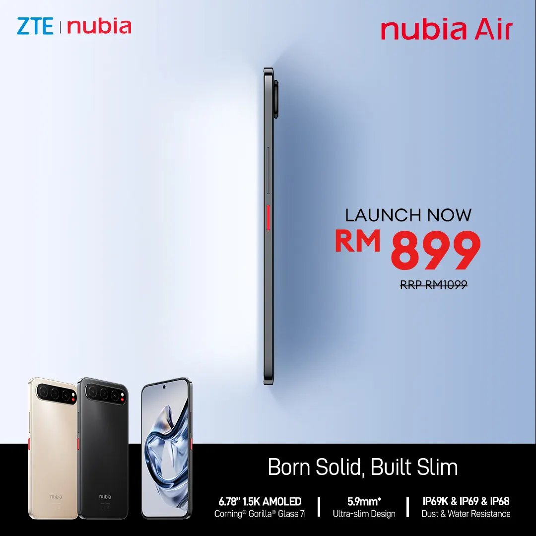 Nubia Air Rasmi di Malaysia, Harga Bermula RM899
